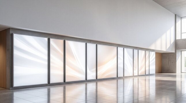 Modern Corporate Lobby with Large Digital Display Wall