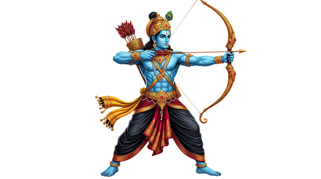 Lord rama with bow and arrow isolated on transparent background