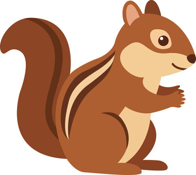 Cute Chipmunk Vector Illustration Cartoon Squirrel Character with Striped Back and Fluffy Tail for Nature Wildlife and Forest Animal Graphic Design Projects