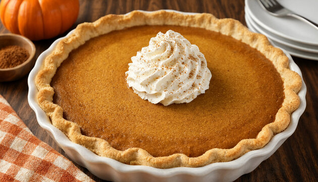 Pumpkin Pie with Whipped Cream Thanksgiving Dessert