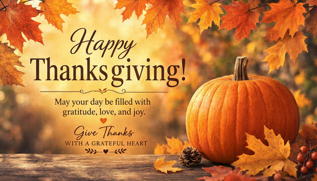 Thanksgiving Message with Pumpkin Background Template