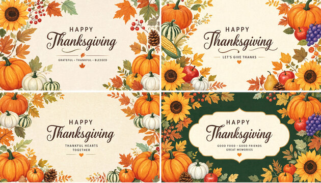 Thanksgiving Template Design with Autumn Leaves