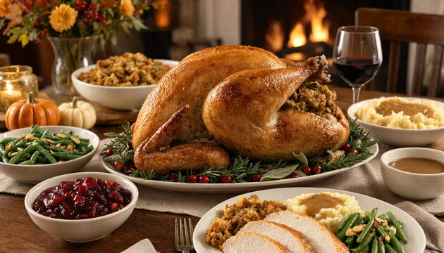 Thanksgiving Turkey Dinner Background Template