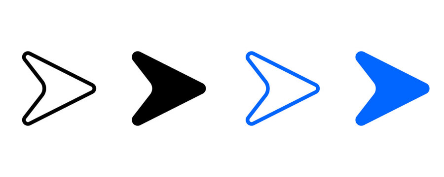 Modern Minimal Next Arrow Icon Sheet. High Resolution 2D Outline and Solid Navigation UI Icons Collection.