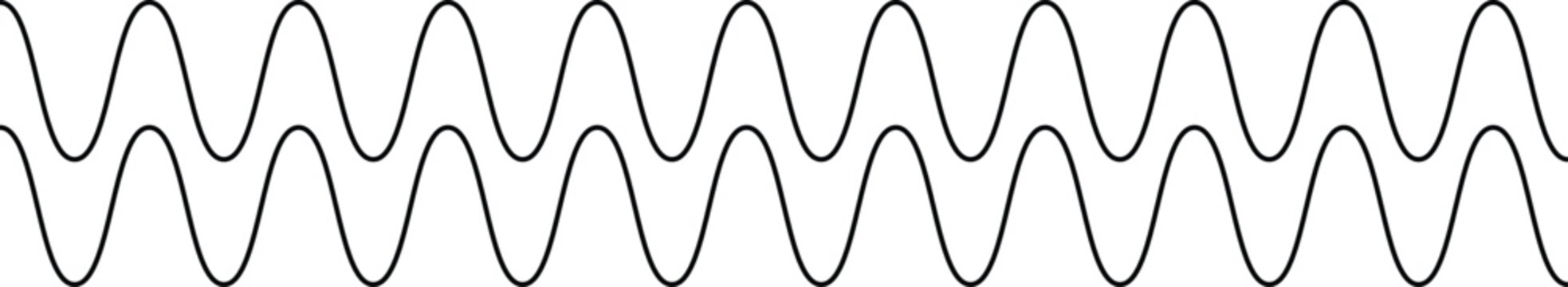 Two parallel black sine wave lines on a simple background
