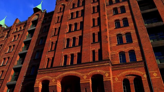 the famous speicherstadt in hamburg germany 4k video with a pan