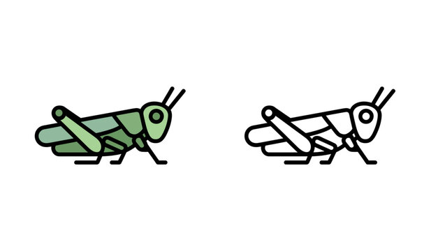 Green grasshopper outlined vector for insect concept and nature design.