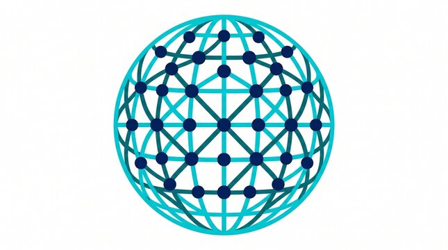 Network globe vector illustration, abstract digital grid sphere with nodes and connections on white background
