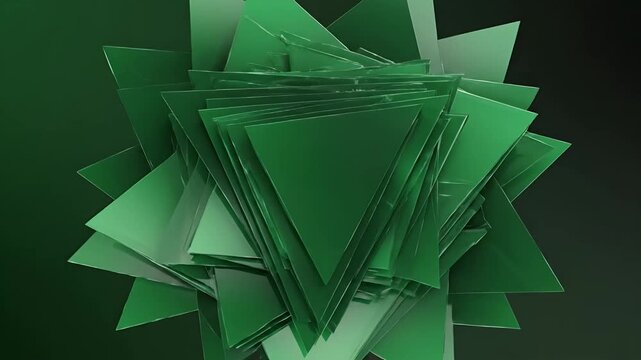 Emerald green triangular crystal shards stacked in cluster.