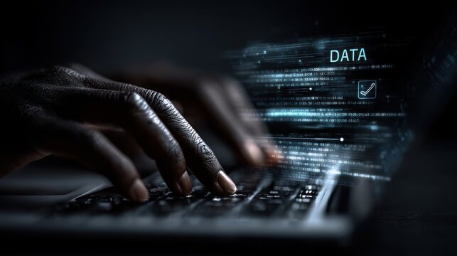 Digital data processing with futuristic technology interface