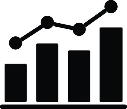 Financial business growth bar chart and trend line icon