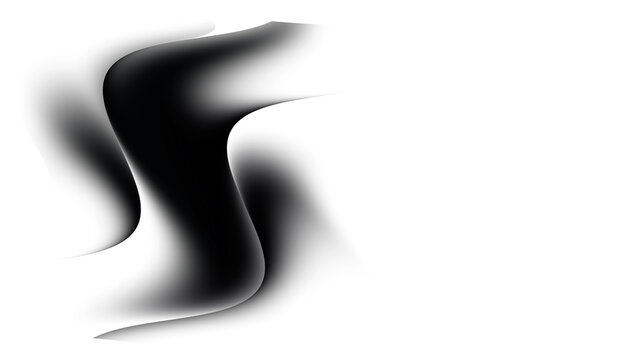 Monochrome blurred ribbon bends across a light background, creating an elegant abstract motion design.