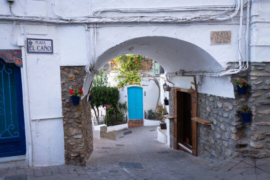 Old city gate in the historic centre of Moj&aacute;car, Almer&iacute;a, Andalusia, Spain