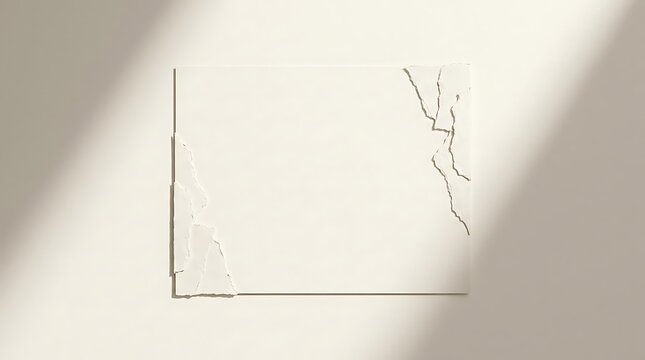 Minimalist end card featuring a white textured paper with torn edges and subtle shadows on a clean beige background for professional video outros