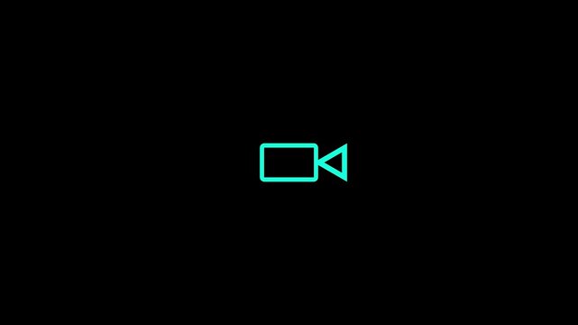 Minimalist digital camera recording icon animation on black background