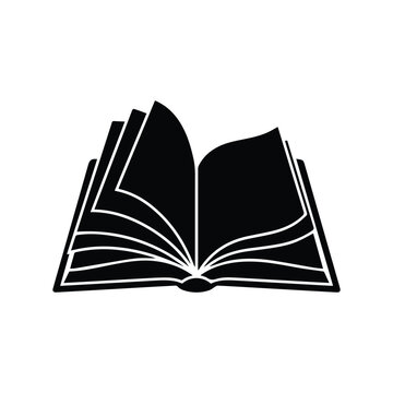Open book black silhouette design for education and reading learning.