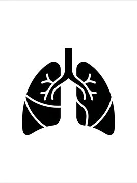 Human lung anatomy silhouette icon with bronchial tree for respiratory health and medical education use.
