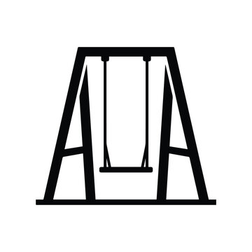 Classic swing set icon with black silhouette design for playground and park projects.