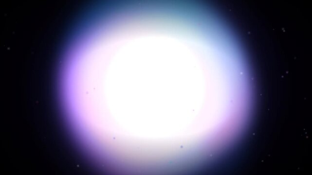 A bright white glowing circular light orb surrounded by soft blue and purple gradient hues.