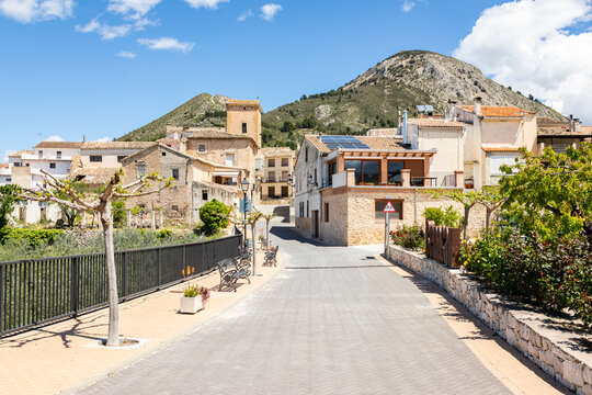 street in Benasau, comarca of Comtat, province of Alicante, Valencian Community, Spain 