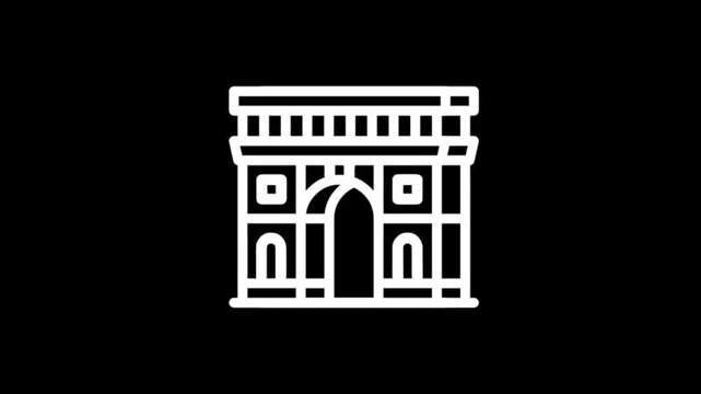 Iconic Parisian Arc de Triomphe monument in a minimalist white outline style