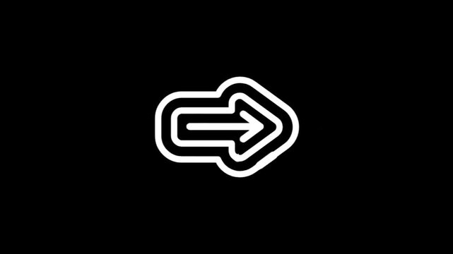 Animated white arrow icon moving forward on a black background