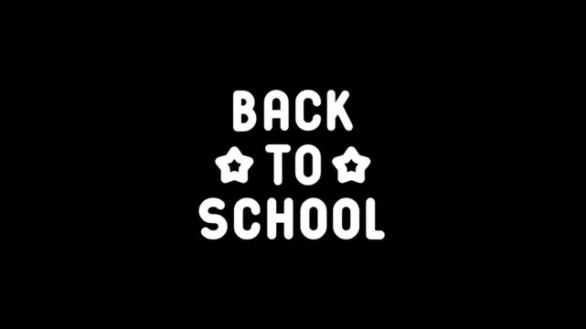 Back to school text animation with stars and playful font