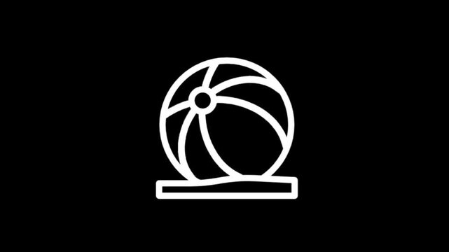 Animated beach ball bouncing on sand with subtle motion graphics