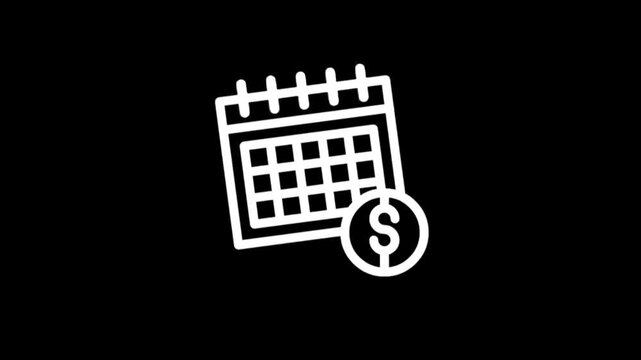 Calendar and dollar coin icon animation for financial planning and scheduling