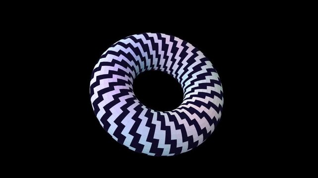 Hypnotic Chevron Pattern 3D Torus Loop on Black