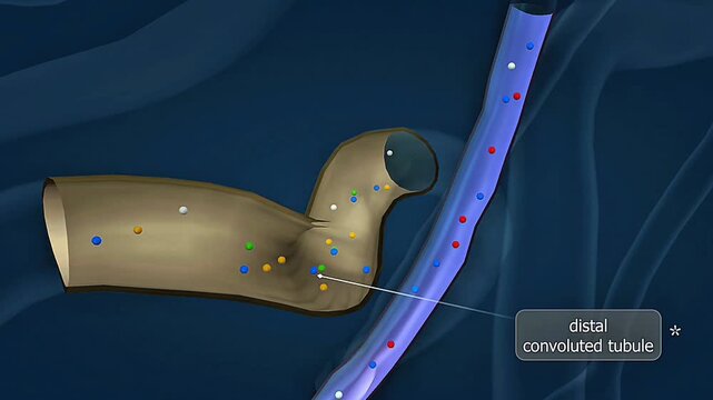 Distal convoluted tubule removing wastes through selective secretion and reabsorption during urine formation.
