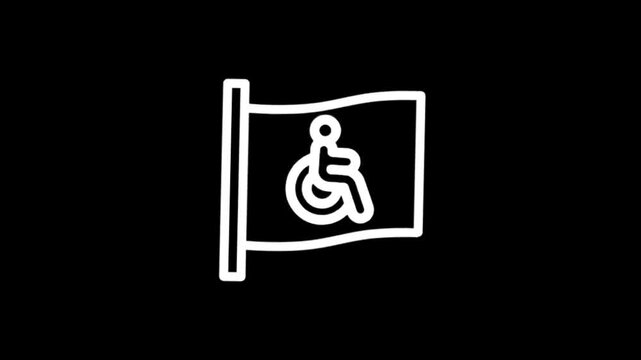 Animated accessibility symbol on a flag waving in the wind