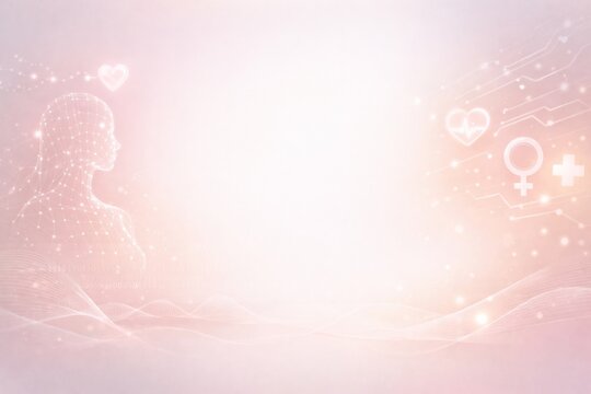 Abstract digital representation of health and wellness themes with human silhouette and heart symbols