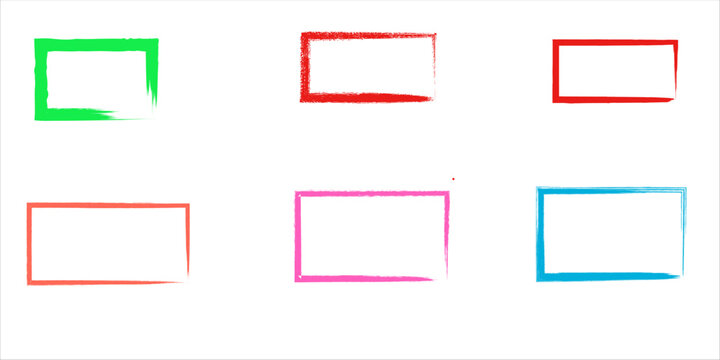 Colorful Rectangle Grunge Stamp Frames Set Isolated Vector Illustration