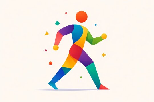Colorful geometric figure running in a vibrant and abstract style