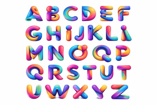 Colorful and playful design of alphabet letters arranged in a grid pattern with a mix of colors and styles