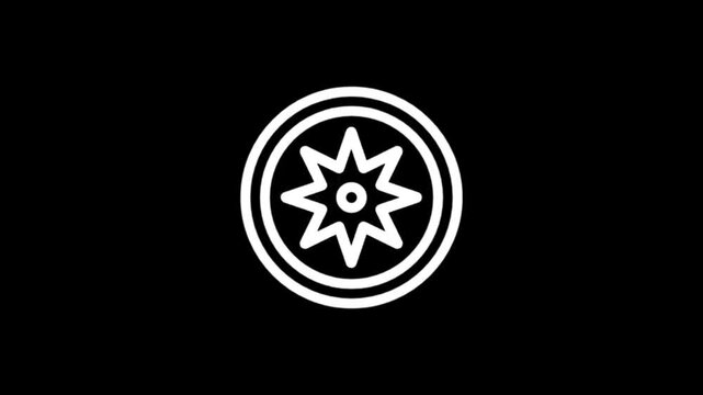 Animated white compass icon spinning on a black background