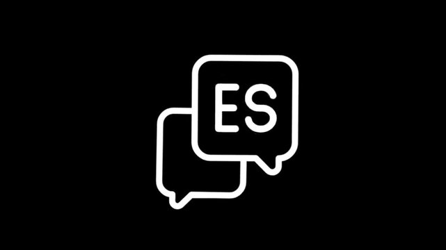 Animated speech bubble icons with ES abbreviation for communication