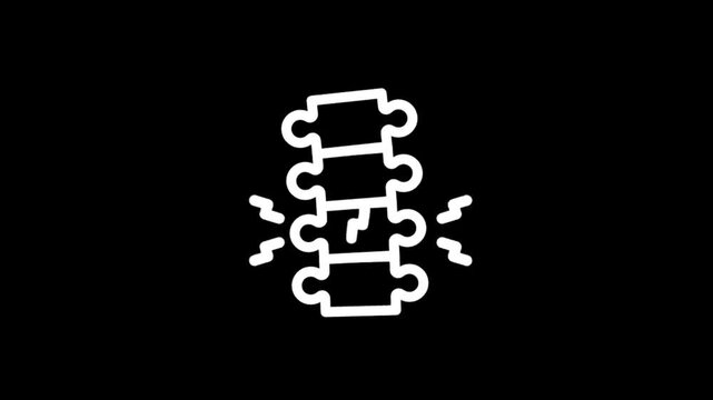 Animated spine segments forming a puzzle, representing health and connection