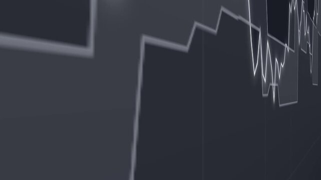 3D White Line Financial Stock Market Graph Animated Motion Video Loop Background, Forex Trading Analysis, Cryptographic Data Chart Overlay for Business, Finance, and VFX Projects