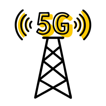 Five g telecommunication tower symbol for mobile connection ui.