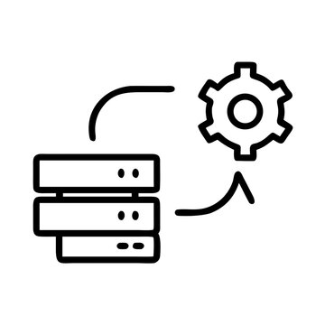 Server rack icon with gear symbol for database configuration.