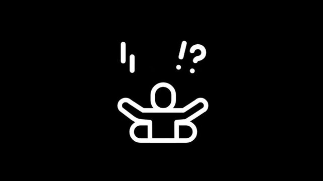 Animated icon of a person experiencing confusion or surprise with symbols above