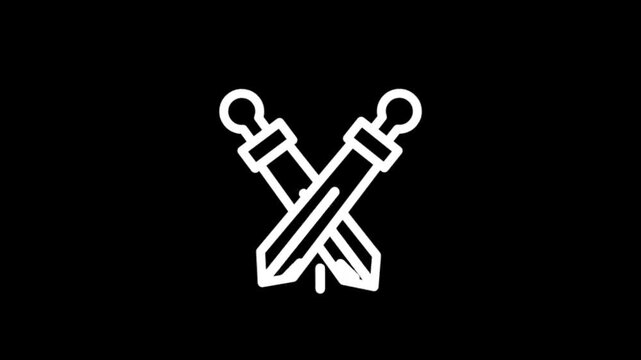 Animated icons of crossed swords and droppers on black background