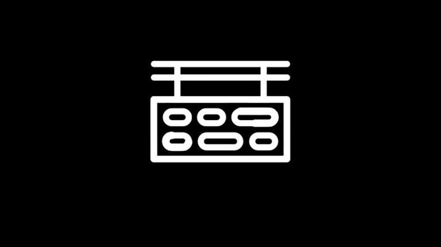 Abstract white icons of a machine gun on a black background