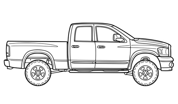 Classic Dodge Ram 3rd Gen Side Profile Vector