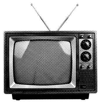 Vintage Television Set with Halftone Pattern