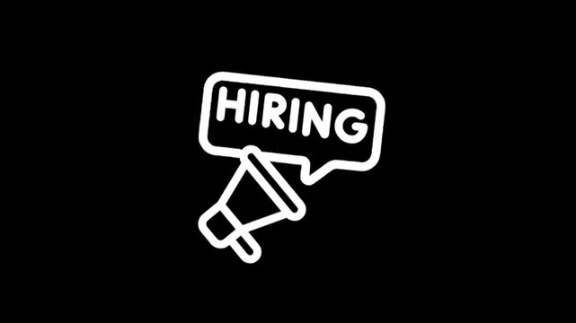 Hiring announcement megaphone and speech bubble icon animation