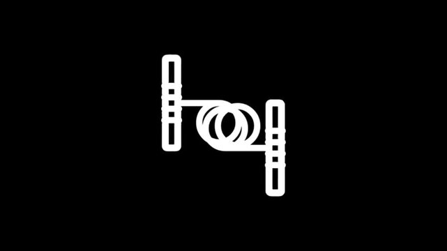Abstract white line art animation of a mechanical component on black background