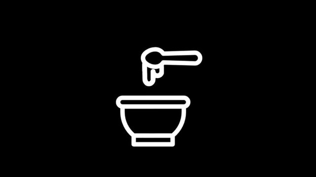 Simple line art icons of mortar and pestle and sand bucket